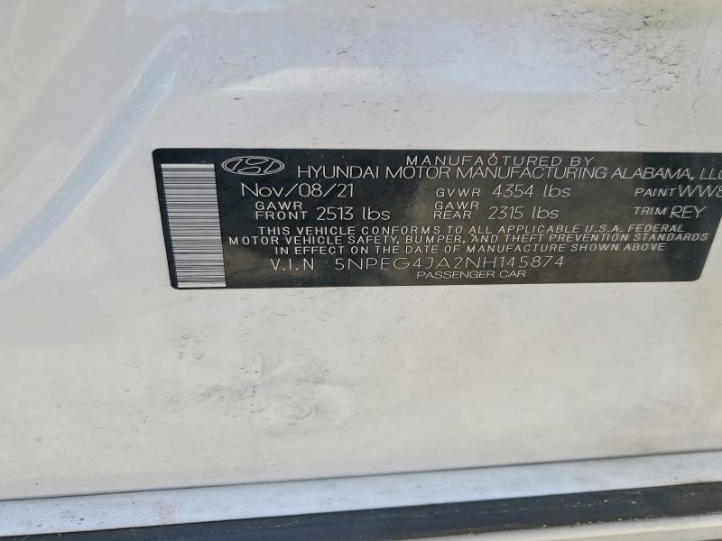 Продаж на аукціоні авто 2022 Hyundai Sonata, vin: 5NPEG4JA2NH145874, номер лоту: 67882836