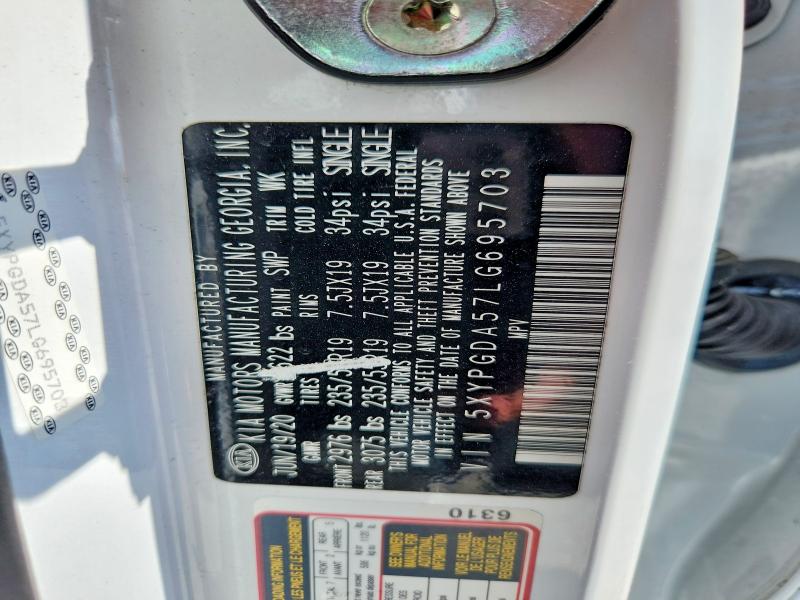 66951986 :رقم المزاد ، 5XYPGDA57LG695703 vin ، 2020 Kia Sorento مزاد بيع