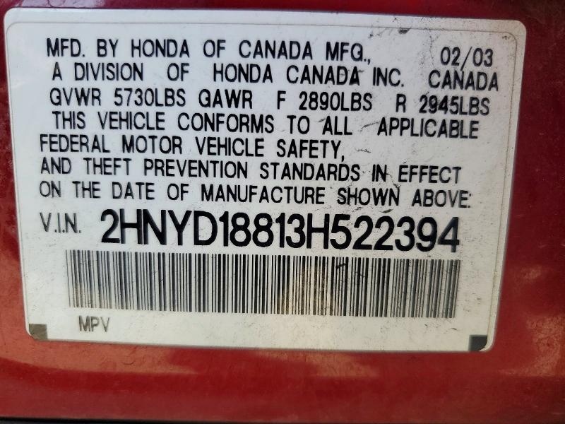 Продаж на аукціоні авто 2003 Acura Mdx, vin: 2HNYD18813H522394, номер лоту: 68589246