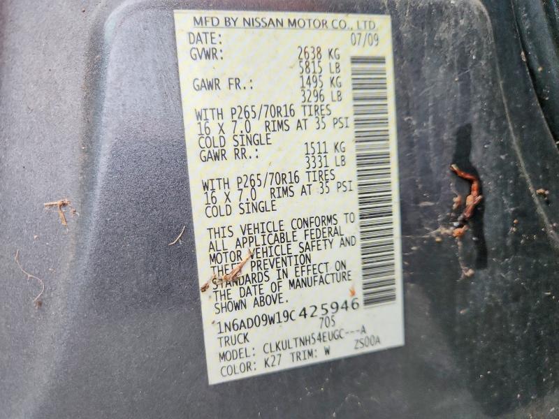 69382096 :رقم المزاد ، 1N6AD09W19C425946 vin ، 2009 Nissan Frontier مزاد بيع