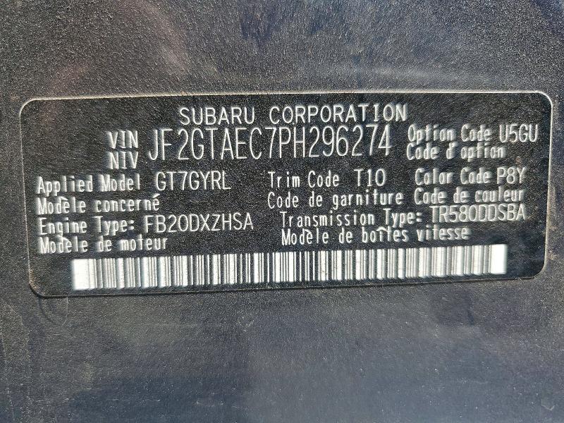 Продаж на аукціоні авто 2023 Subaru Crosstrek, vin: JF2GTAEC7PH296274, номер лоту: 67742316