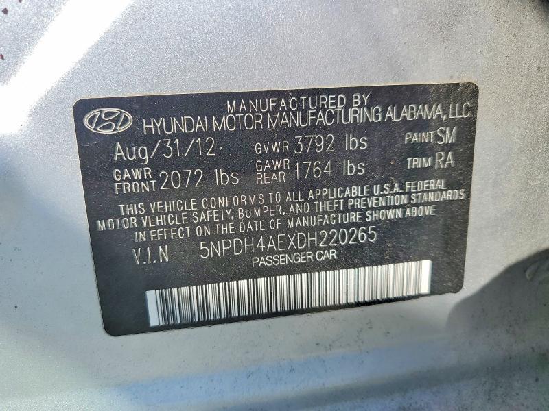 Aukcja sprzedaży 2013 Hyundai Elantra, vin: 5NPDH4AEXDH220265, numer aukcji: 67442606