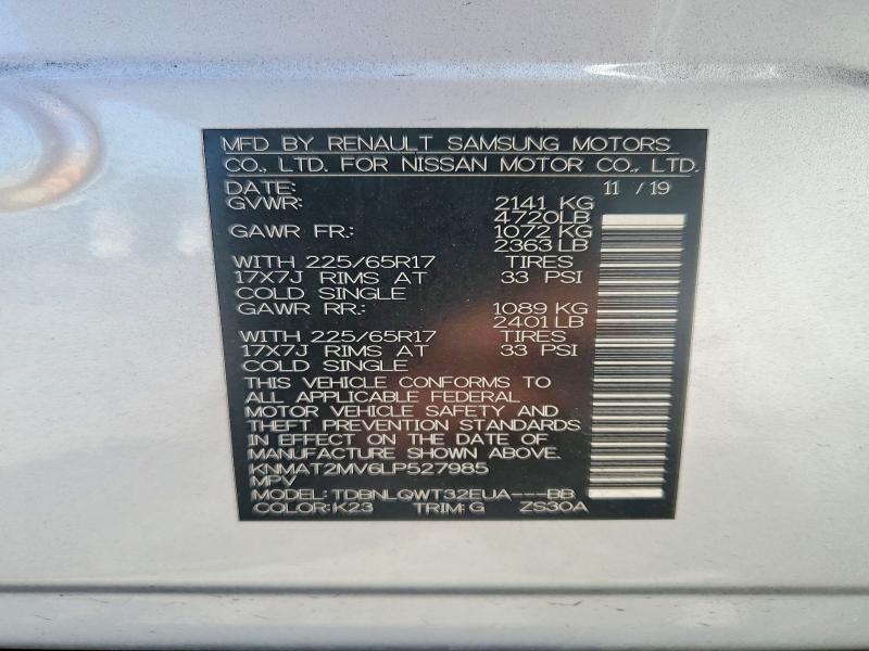 Aukcja sprzedaży 2020 Nissan Rogue, vin: KNMAT2MV6LP527985, numer aukcji: 68093846