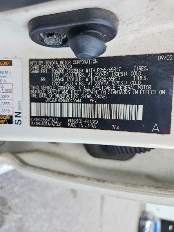67637366 :رقم المزاد ، JTEZU14R468043644 vin ، 2006 Toyota 4runner مزاد بيع
