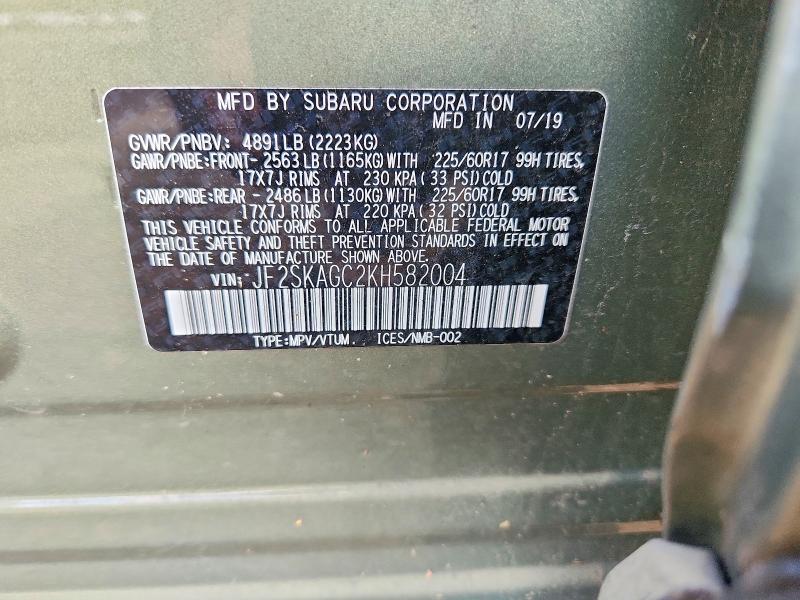 Aukcja sprzedaży 2019 Subaru Forester, vin: JF2SKAGC2KH582004, numer aukcji: 69121896