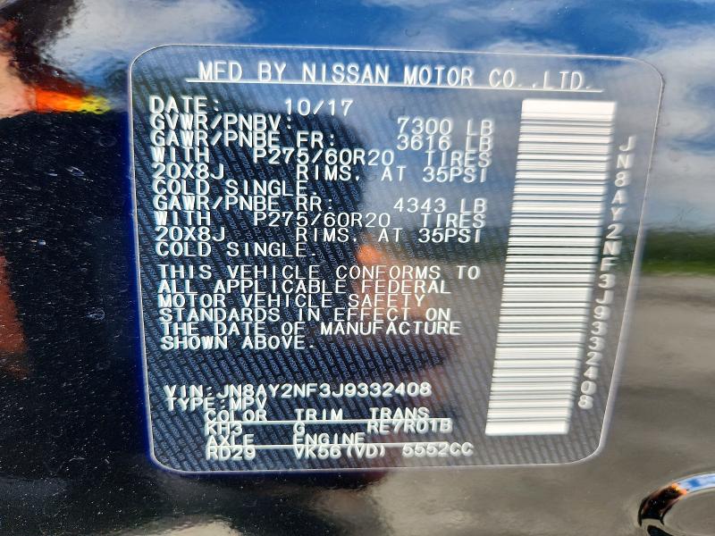 Aukcja sprzedaży 2018 Nissan Armada, vin: JN8AY2NF3J9332408, numer aukcji: 70258056