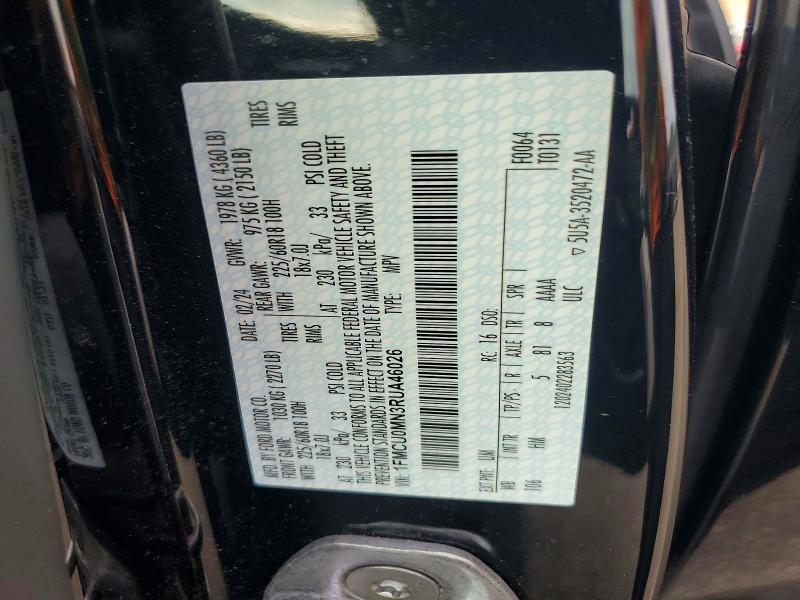 Aukcja sprzedaży 2024 Ford Escape, vin: 1FMCU0MN3RUA46026, numer aukcji: 64649856