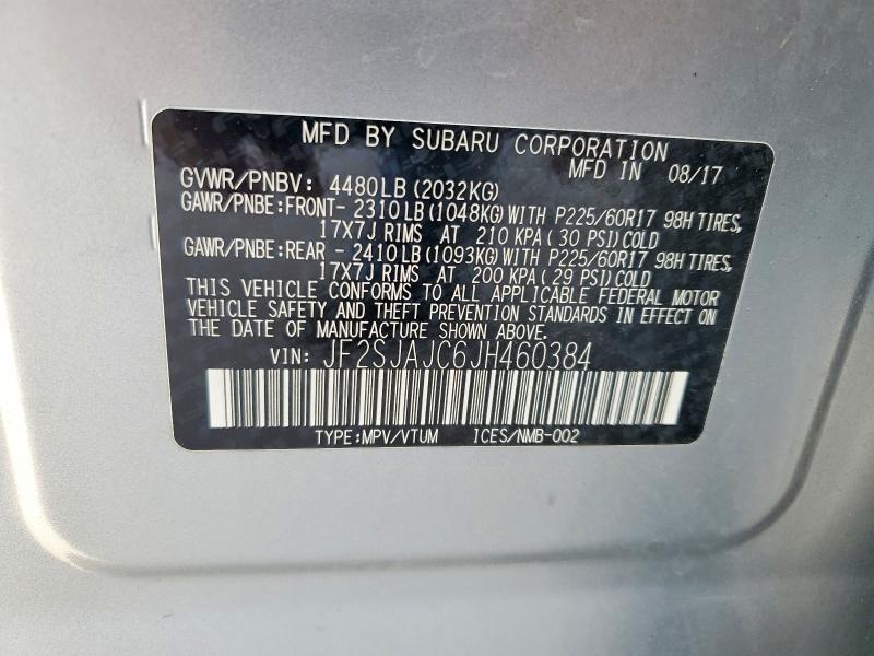Продажа на аукционе авто 2018 Subaru Forester, vin: JF2SJAJC6JH460384, номер лота: 68254186