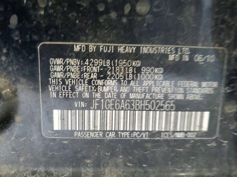 Aukcja sprzedaży 2011 Subaru Impreza, vin: JF1GE6A63BH502565, numer aukcji: 69317896