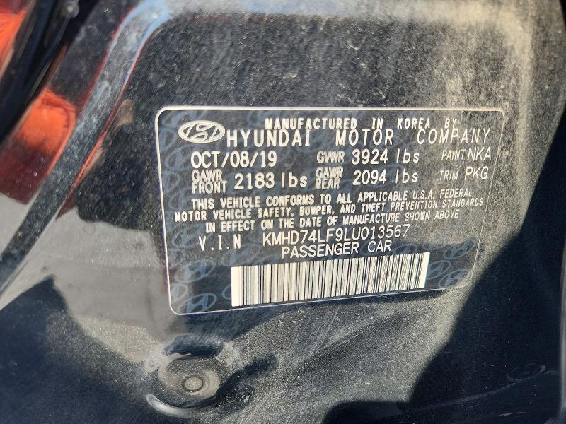 2020 Hyundai Elantra მანქანა იყიდება აუქციონზე, vin: KMHD74LF9LU013567, აუქციონის ნომერი: 69969646