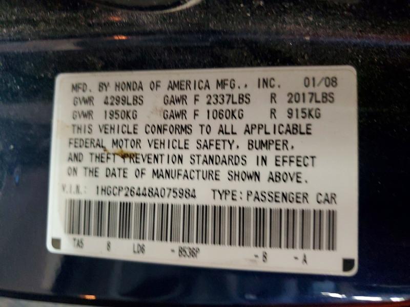 Продажа на аукционе авто 2008 Honda Accord, vin: 1HGCP26448A075984, номер лота: 69094456