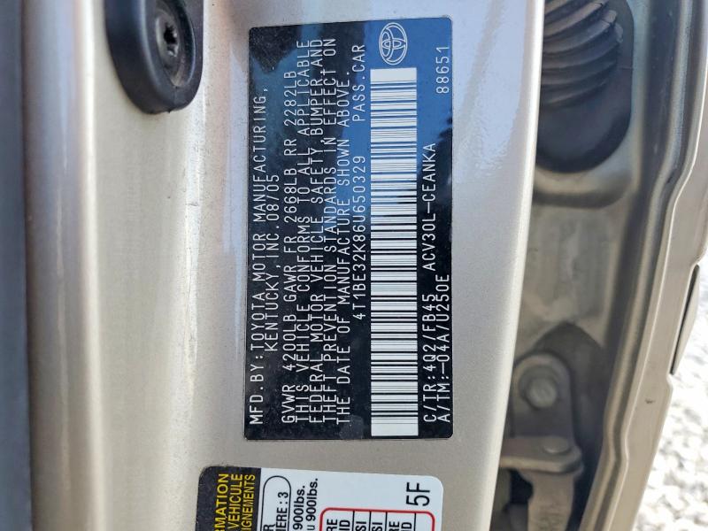Aukcja sprzedaży 2006 Toyota Camry, vin: 4T1BE32K86U650329, numer aukcji: 69070966