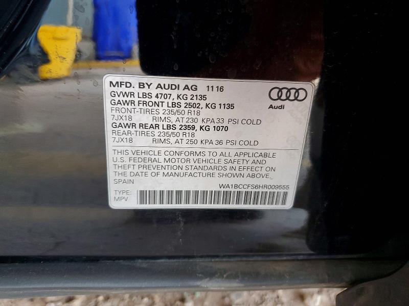 Продаж на аукціоні авто 2017 Audi Q3, vin: WA1BCCFS6HR009555, номер лоту: 68781976