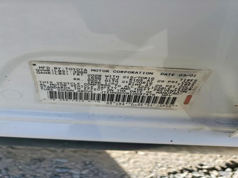 68331596 :رقم المزاد ، JTEHH20V810097478 vin ، 2001 Toyota Rav4 مزاد بيع