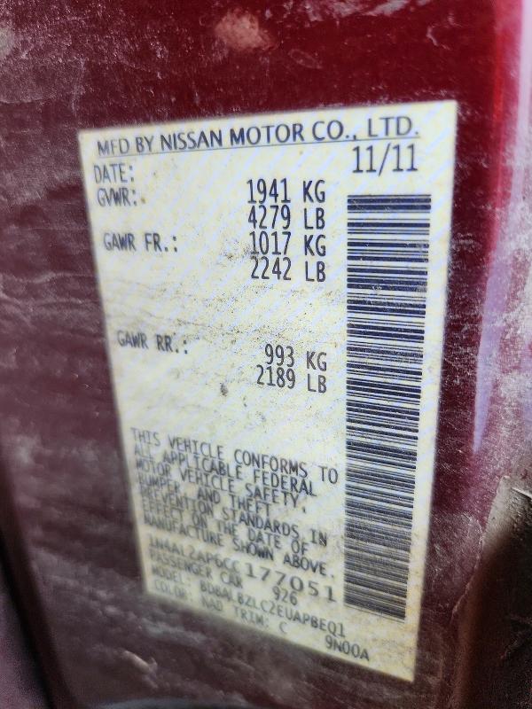 2012 Nissan Altima მანქანა იყიდება აუქციონზე, vin: 1N4AL2AP6CC177051, აუქციონის ნომერი: 67555746