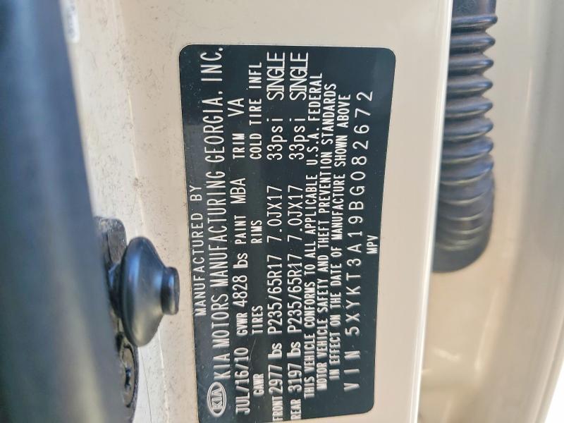 2011 Kia Sorento მანქანა იყიდება აუქციონზე, vin: 5XYKT3A19BG082672, აუქციონის ნომერი: 68689016