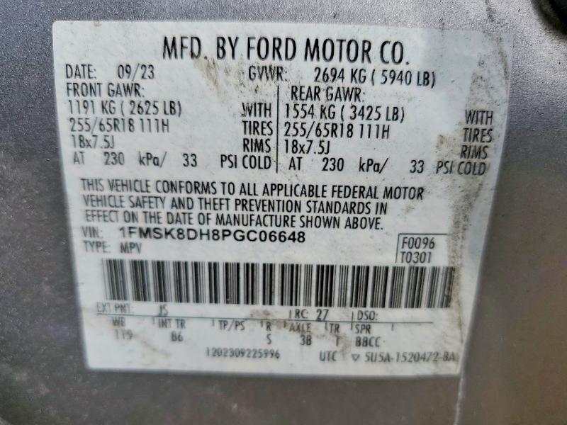 Продаж на аукціоні авто 2023 Ford Explorer, vin: 1FMSK8DH8PGC06648, номер лоту: 68448006