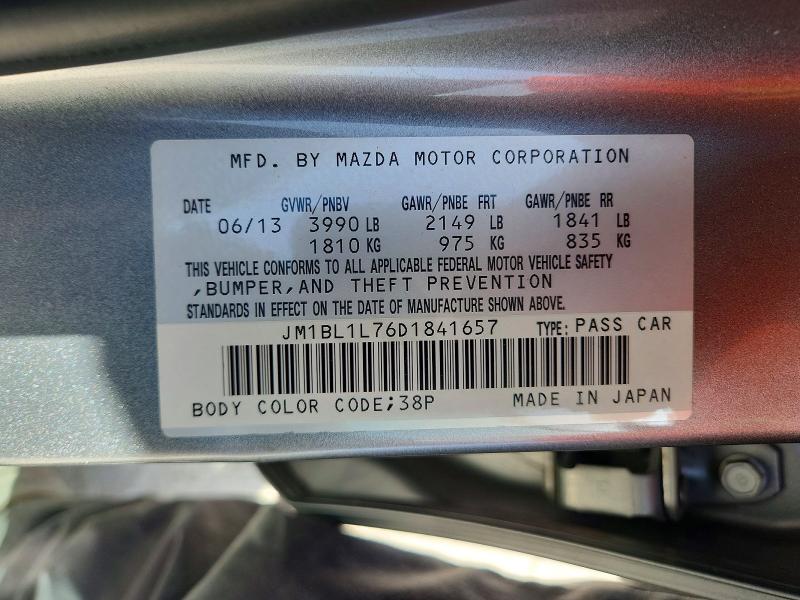 69008086 :رقم المزاد ، JM1BL1L76D1841657 vin ، 2013 Mazda 3 مزاد بيع
