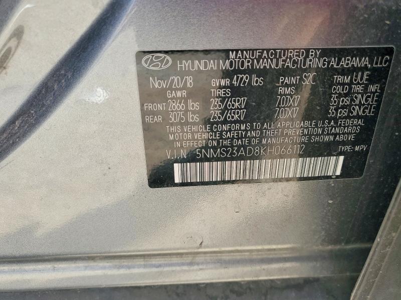 Продажа на аукционе авто 2019 Hyundai Santa Fe, vin: 5NMS23AD8KH066112, номер лота: 70735676