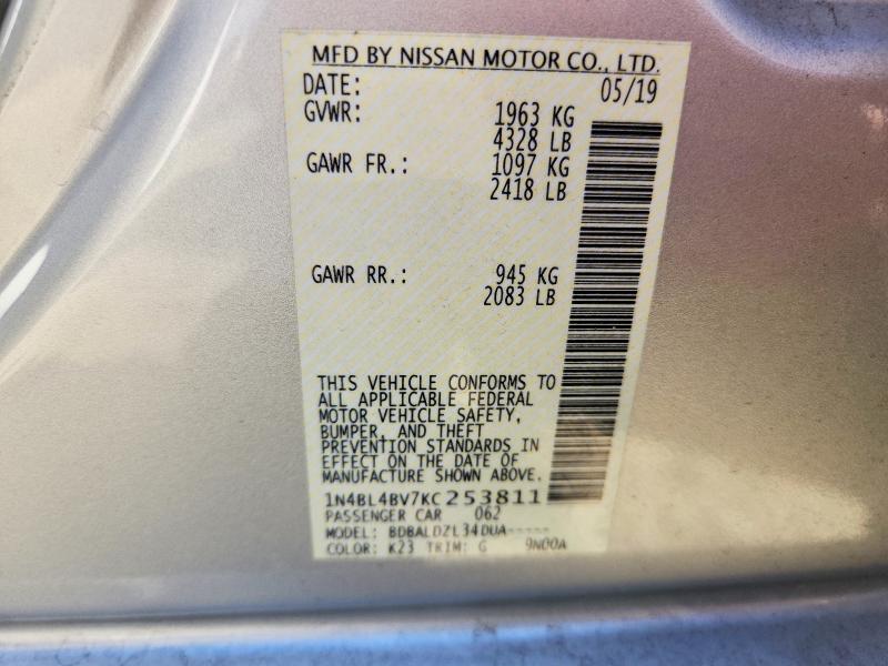 Продажа на аукционе авто 2019 Nissan Altima, vin: 1N4BL4BV7KC253811, номер лота: 68237396