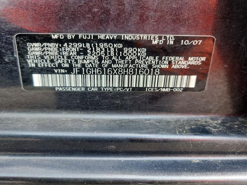 Aukcja sprzedaży 2008 Subaru Impreza, vin: JF1GH616X8H816018, numer aukcji: 67495316