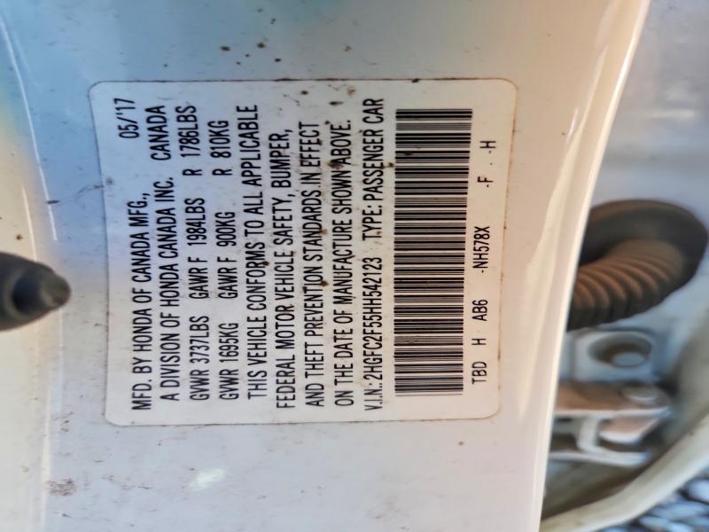Aukcja sprzedaży 2017 Honda Civic, vin: 2HGFC2F55HH542123, numer aukcji: 69189416