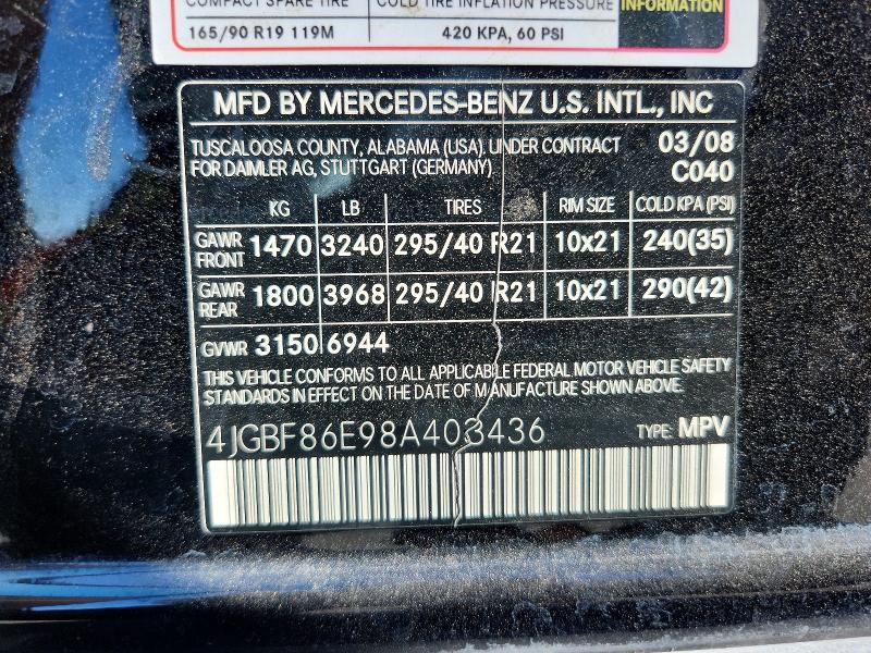 Продажа на аукционе авто 2008 Mercedes-benz Gl, vin: 4JGBF86E98A403436, номер лота: 71222526