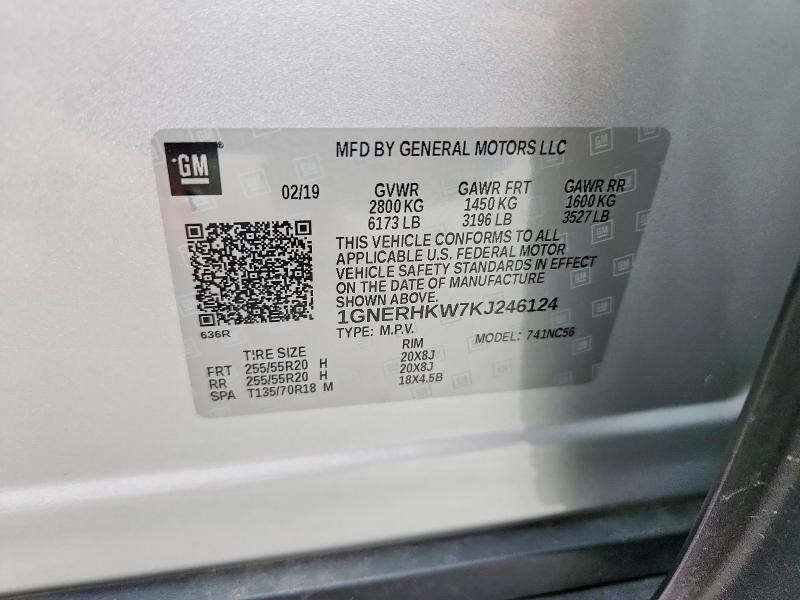 2019 Chevrolet Traverse მანქანა იყიდება აუქციონზე, vin: 1GNERHKW7KJ246124, აუქციონის ნომერი: 68393236