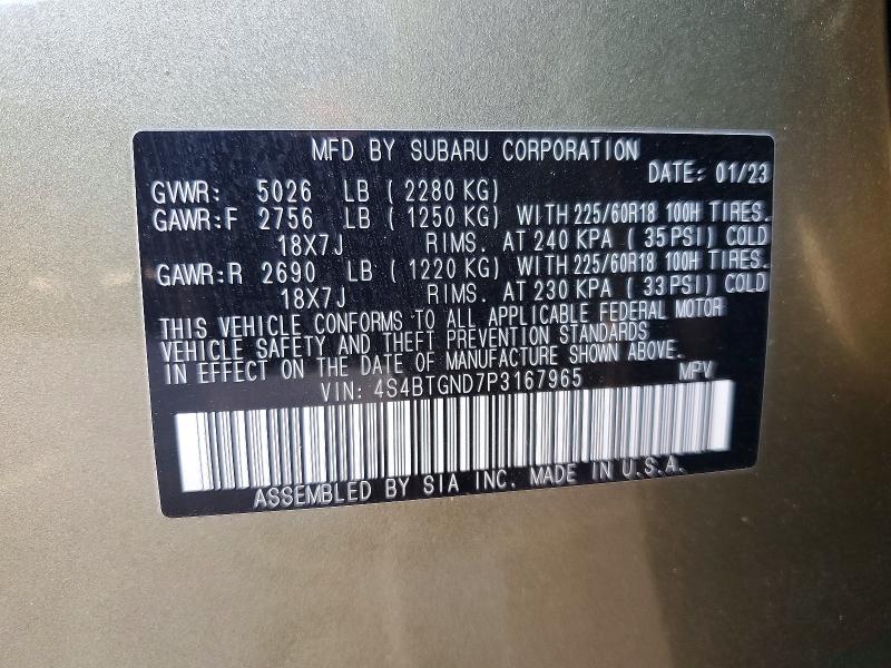 Aukcja sprzedaży 2023 Subaru Outback, vin: 4S4BTGND7P3167965, numer aukcji: 68406436