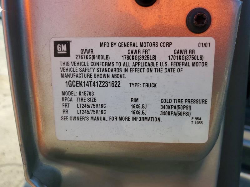 69326776 :رقم المزاد ، 1GCEK14T41Z231622 vin ، 2001 Chevrolet Silverado مزاد بيع