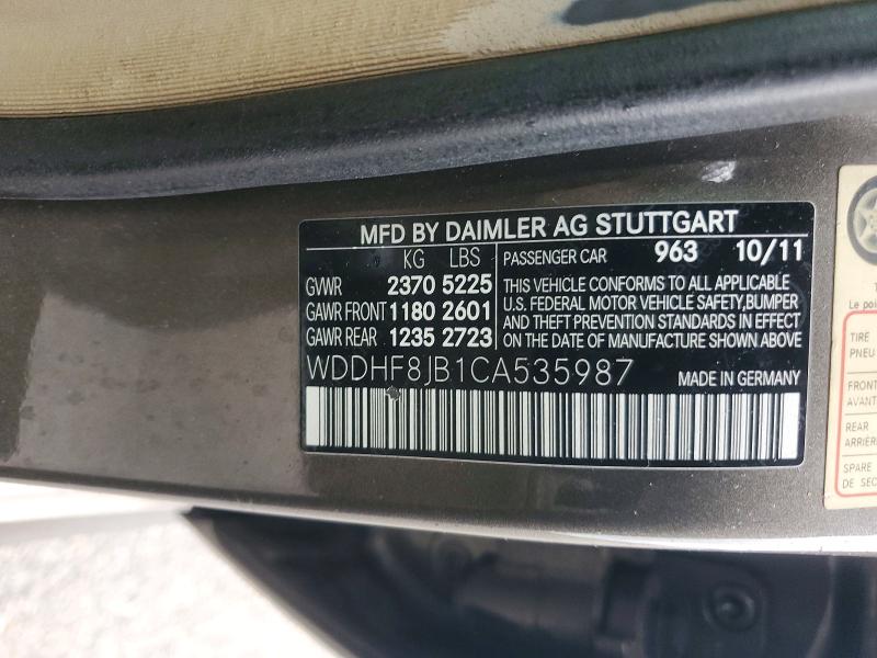 71097546 :رقم المزاد ، WDDHF8JB1CA535987 vin ، 2012 Mercedes-benz E مزاد بيع