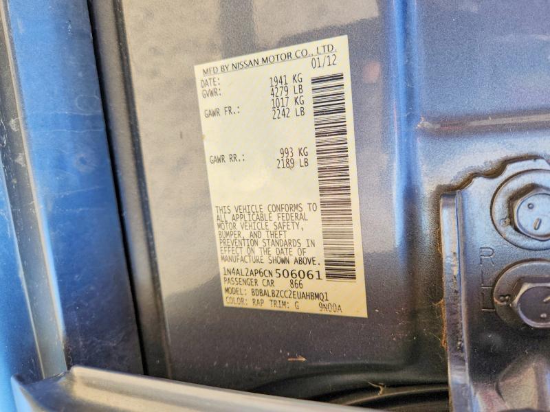 Продаж на аукціоні авто 2012 Nissan Altima, vin: 1N4AL2AP6CN506061, номер лоту: 70727946