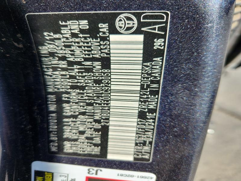 2013 Toyota Corolla მანქანა იყიდება აუქციონზე, vin: 2T1BU4EE0DC929058, აუქციონის ნომერი: 67294676