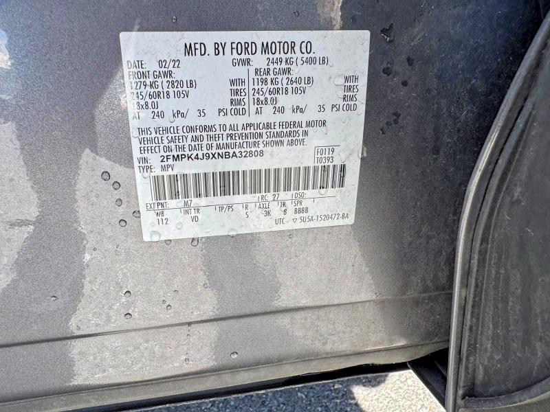 Aukcja sprzedaży 2022 Ford Edge, vin: 2FMPK4J9XNBA32808, numer aukcji: 70080516