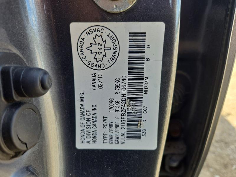 Aukcja sprzedaży 2013 Honda Civic, vin: 2HGFB2F42DH106740, numer aukcji: 68110736