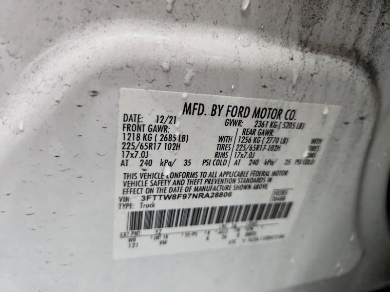 Aukcja sprzedaży 2022 Ford Maverick, vin: 3FTTW8F97NRA28806, numer aukcji: 70648216