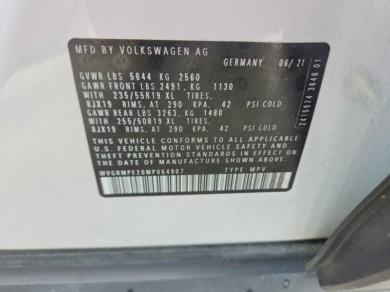 Продаж на аукціоні авто 2021 Volkswagen Id.4, vin: WVGRMPE20MP054907, номер лоту: 67573076