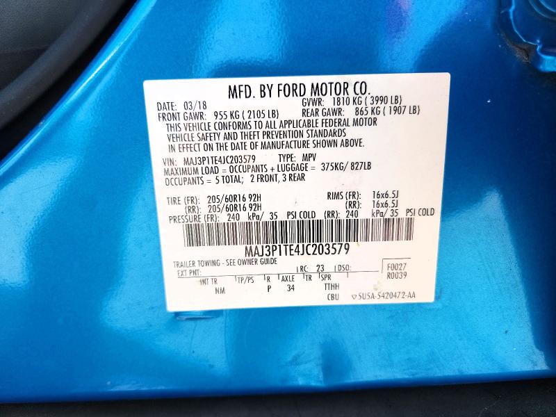 Aukcja sprzedaży 2018 Ford Ecosport, vin: MAJ3P1TE4JC203579, numer aukcji: 68630946