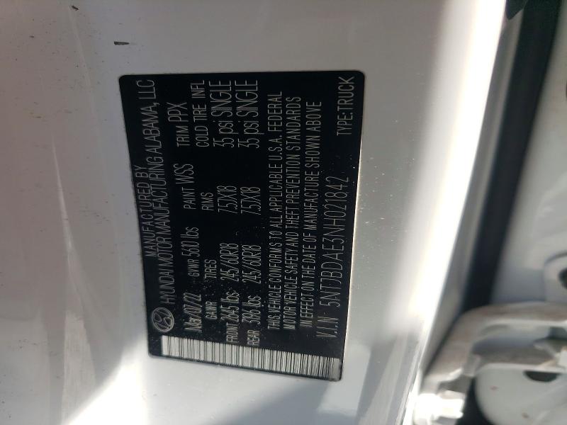2022 Hyundai Santa Cruz მანქანა იყიდება აუქციონზე, vin: 5NTJBDAE3NH021842, აუქციონის ნომერი: 66809066