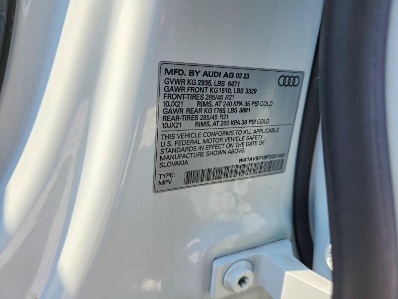 Aukcja sprzedaży 2023 Audi Q8, vin: WA1AVBF18PD021452, numer aukcji: 67561026
