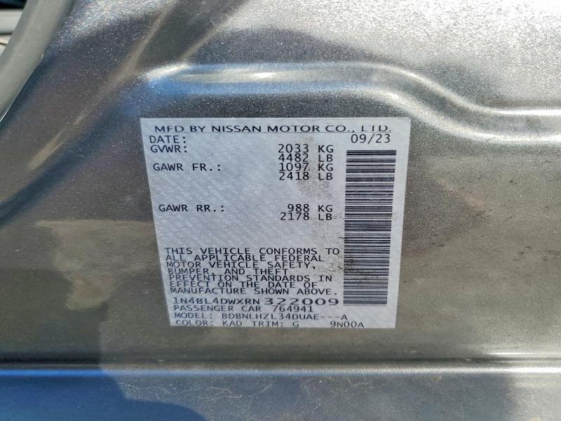 68748256 :رقم المزاد ، 1N4BL4DWXRN322009 vin ، 2024 Nissan Altima مزاد بيع