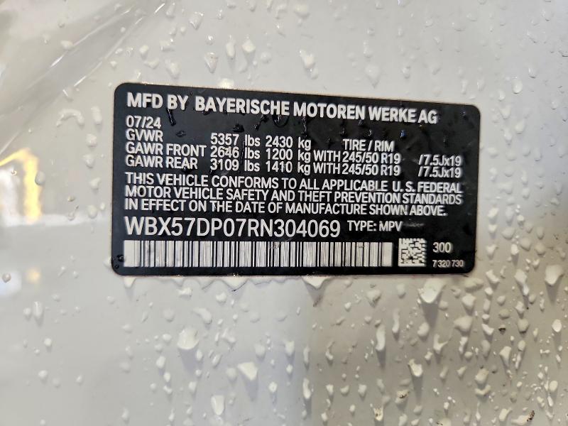 67276296 :رقم المزاد ، WBX57DP07RN304069 vin ، 2024 Bmw X3 مزاد بيع
