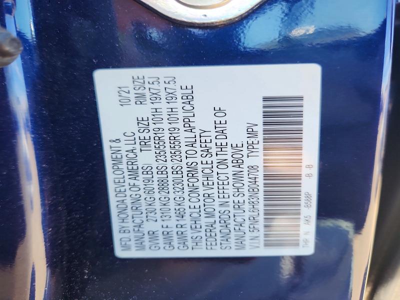 2022 Honda Odyssey მანქანა იყიდება აუქციონზე, vin: 5FNRL6H83NB044708, აუქციონის ნომერი: 70297916
