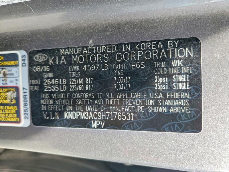 Продаж на аукціоні авто 2017 Kia Sportage, vin: KNDPM3AC9H7176531, номер лоту: 68561966