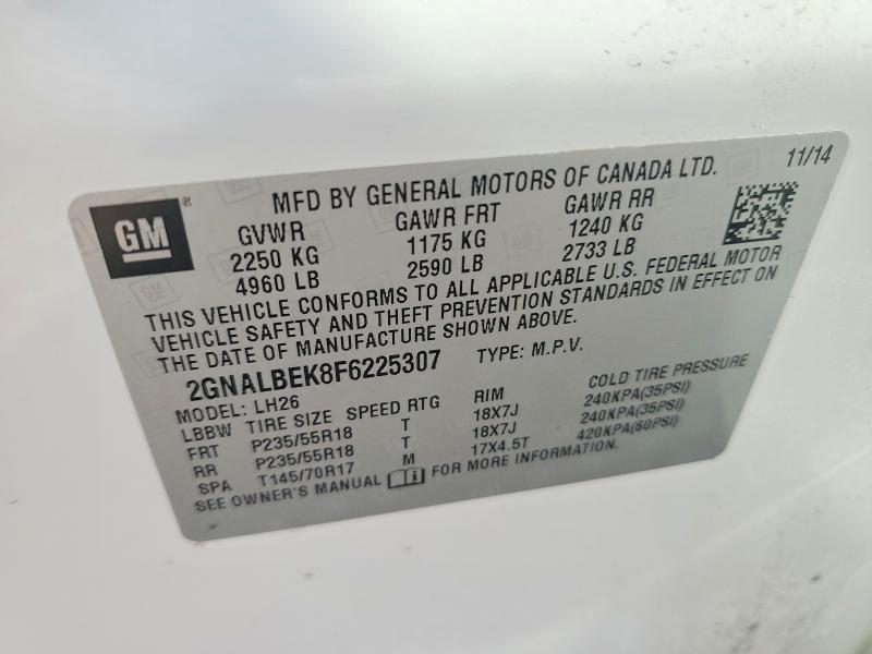 Продаж на аукціоні авто 2015 Chevrolet Equinox, vin: 2GNALBEK8F6225307, номер лоту: 69000676