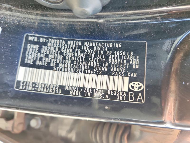 69421226 :رقم المزاد ، 5YFBURHE8EP104718 vin ، 2014 Toyota Corolla مزاد بيع
