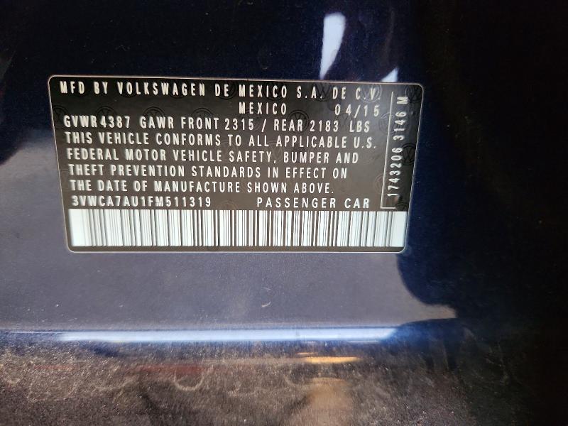 Продаж на аукціоні авто 2015 Volkswagen Golf Sportwagen, vin: 3VWCA7AU1FM511319, номер лоту: 69737076