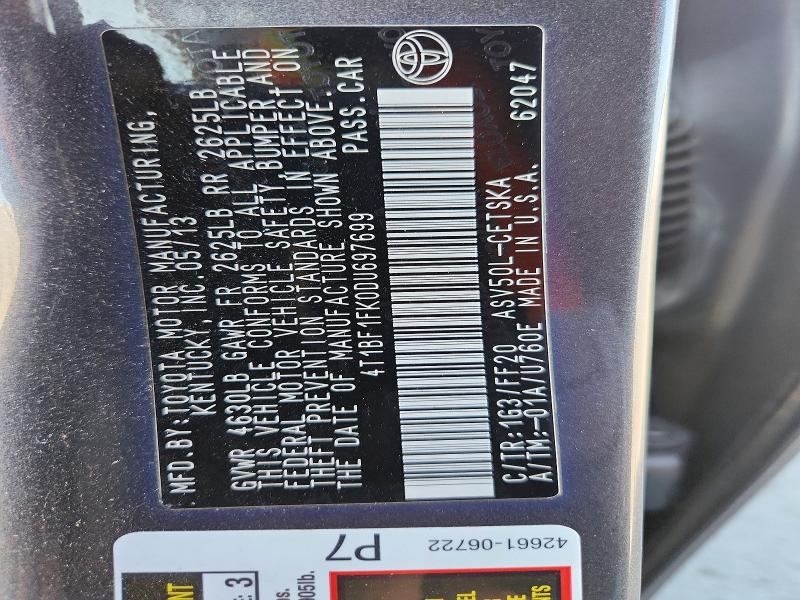 Продажа на аукционе авто 2013 Toyota Camry, vin: 4T1BF1FK0DU697699, номер лота: 69816836
