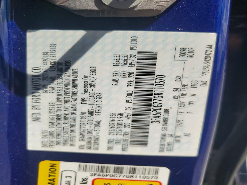 Aukcja sprzedaży 2016 Ford Fusion, vin: 3FA6P0G77GR110570, numer aukcji: 69911746