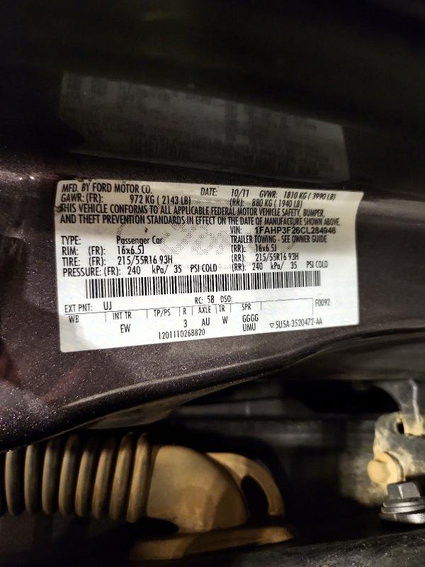 Продаж на аукціоні авто 2012 Ford Focus, vin: 1FAHP3F26CL284946, номер лоту: 70346076